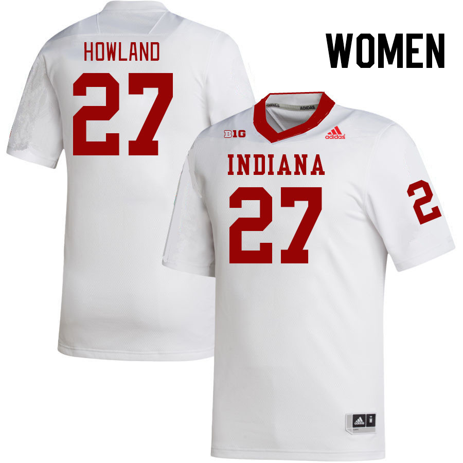 Women #27 Trent Howland Indiana Hoosiers College Football Jerseys Stitched-White